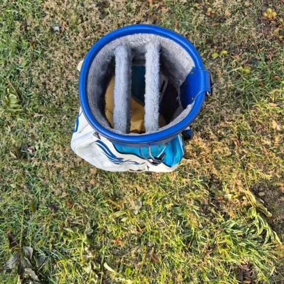 Vintage Mizuno 3-way Leather/Canvas Cart Golf Bag w/ Carry Strap & Rain Cover - Picture 8 of 10